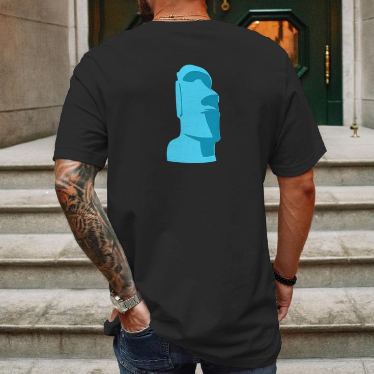 Hawaiian Luau Blue Moai Easter Island Tiki Mens Back Print T-shirt Gifts for Men