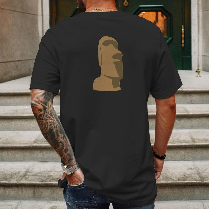 Hawaiian Luau Brown Moai Easter Island Tiki Gif Mens Back Print T-shirt Gifts for Men