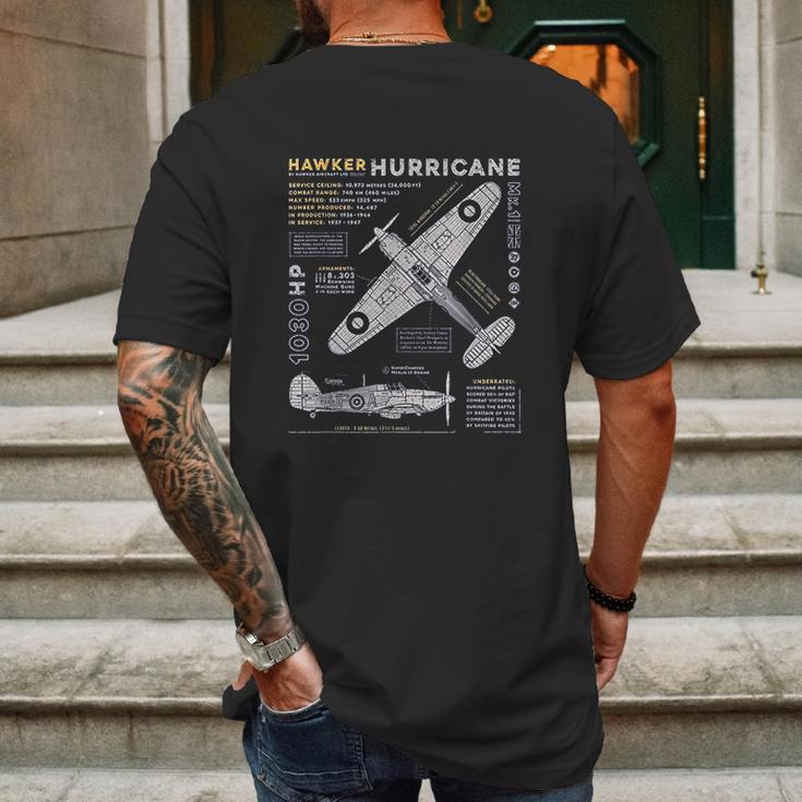 Hawker Hurricane Battle Of Britain Wwii Raf Fighter Plane Mens Back Print T-shirt Gifts for Men