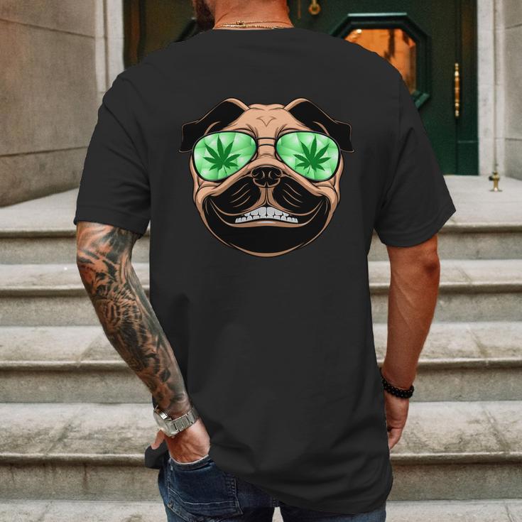 High Off Weed Smiling Pug Mens Back Print T-shirt Gifts for Men