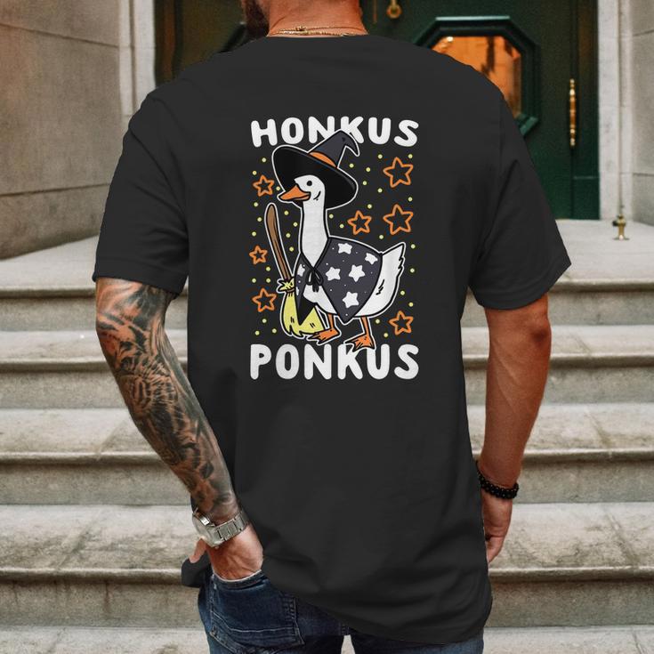 Honkus Ponkus Hocus Pocus Goose Halloween Witch Funny Cute Mens Back Print T-shirt Gifts for Men