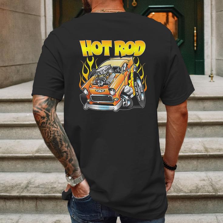 Hot Rod 55 Gasser Blown Jacked Up Flames Car Mens Back Print T-shirt Gifts for Men