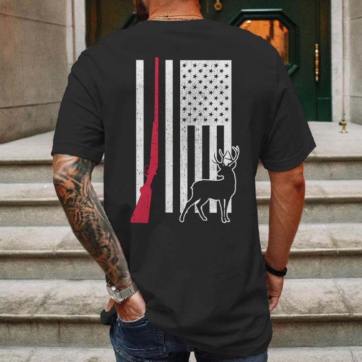 Hunting Deer Rifle Flag Mens Back Print T-shirt Gifts for Men