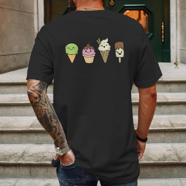 Ice Cream Cones Popsicle Frozen Food Mens Back Print T-shirt Gifts for Men