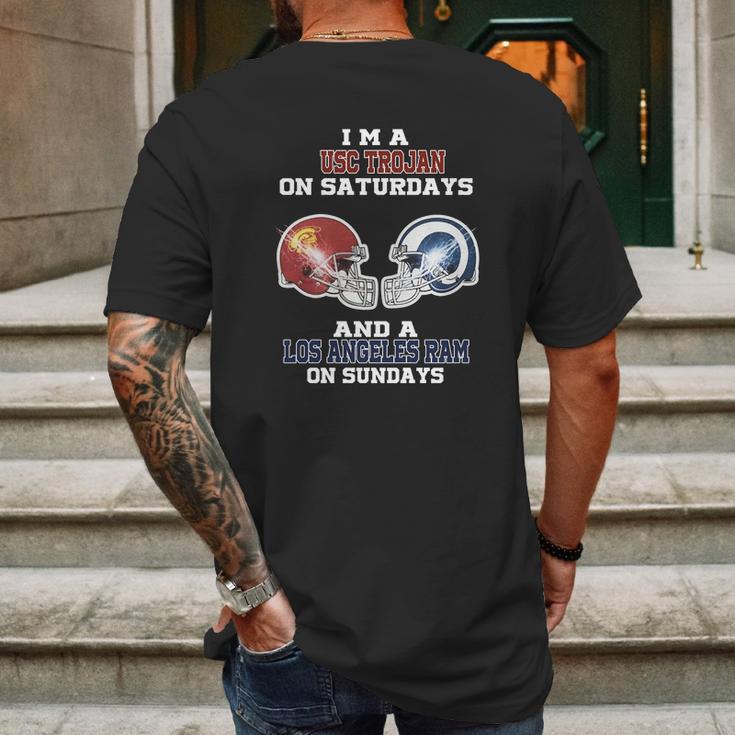 I’M A Usc Trojan On Saturdays And A Los Angeles Ram On Sundays Shirt Mens Back Print T-shirt Gifts for Men