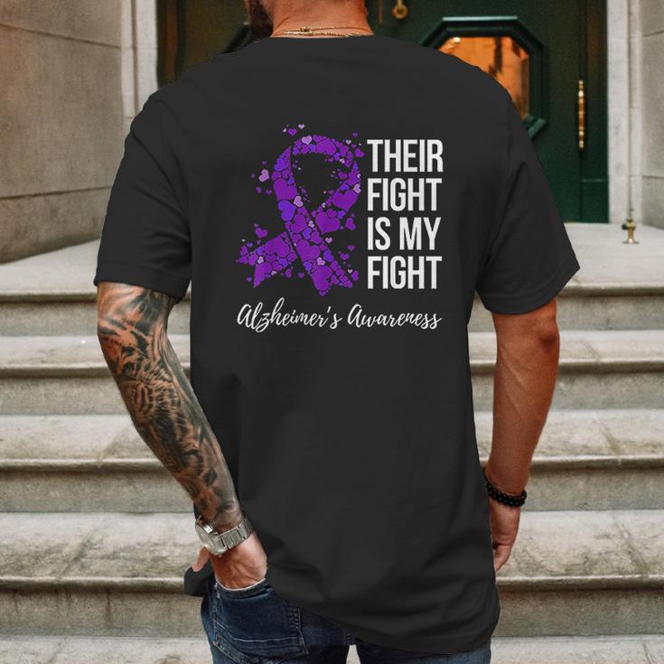 Their Fight Is My Fight Purple Ribbon Alzheimer Mens Back Print T-shirt Gifts for Men