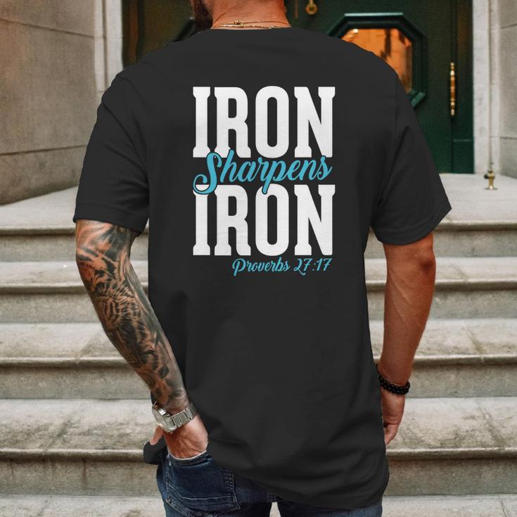 Iron Sharpens Iron Proveb Mens Back Print T-shirt Gifts for Men