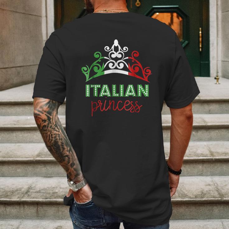 Italian Princess Tiara National Flag Mens Back Print T-shirt Gifts for Men