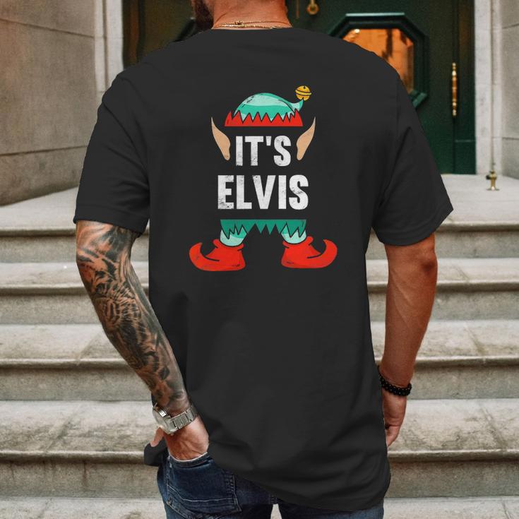 Mens Its Elvis Elf Personalized First Name Mens Back Print T-shirt Gifts for Men