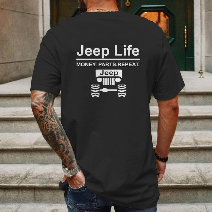 Jeep Life Money Parts Repeat Mens Back Print T-shirt Gifts for Men