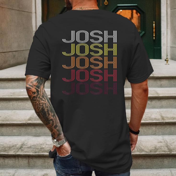 Josh Retro Wordmark Pattern Vintage Style Mens Back Print T-shirt Gifts for Men