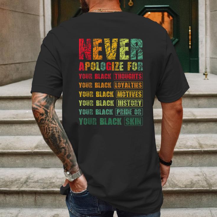 Juneteenth Scratch Never Apologize For Your Blackness Mens Back Print T-shirt Gifts for Men