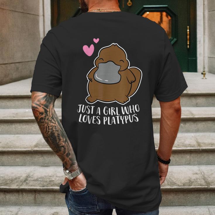 Just A Girl Who Loves Platypus Cute Platypus Girl Graphic Design Printed Casual Daily Basic Mens Back Print T-shirt Gifts for Men