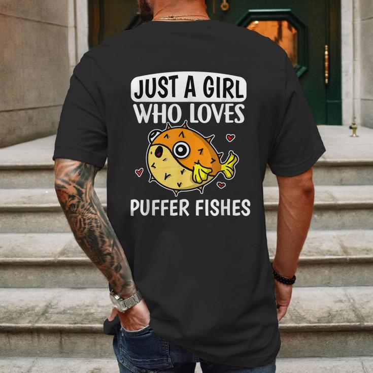 Just A Girl Who Loves Puffer Fishes Cute Puffer Fish Costume Graphic Design Printed Casual Daily Basic Mens Back Print T-shirt Gifts for Men