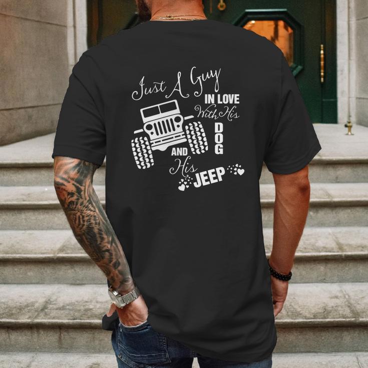 Just A Guy In Love With His Dog And His Jeep Mens Back Print T-shirt Gifts for Men