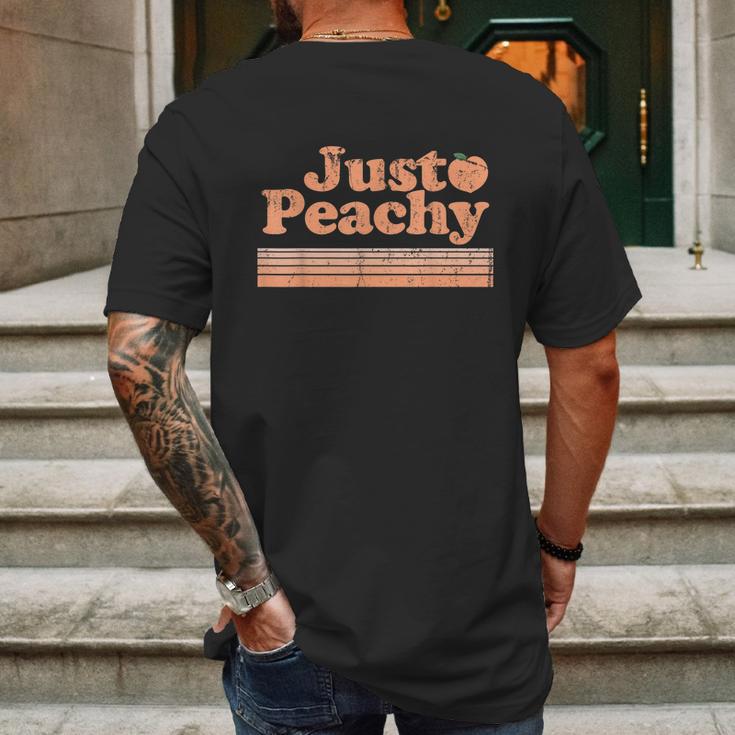 Just Peachy Retro 70S Georgia Peaches Summer Fruit Graphic Design Printed Casual Daily Basic Mens Back Print T-shirt Gifts for Men