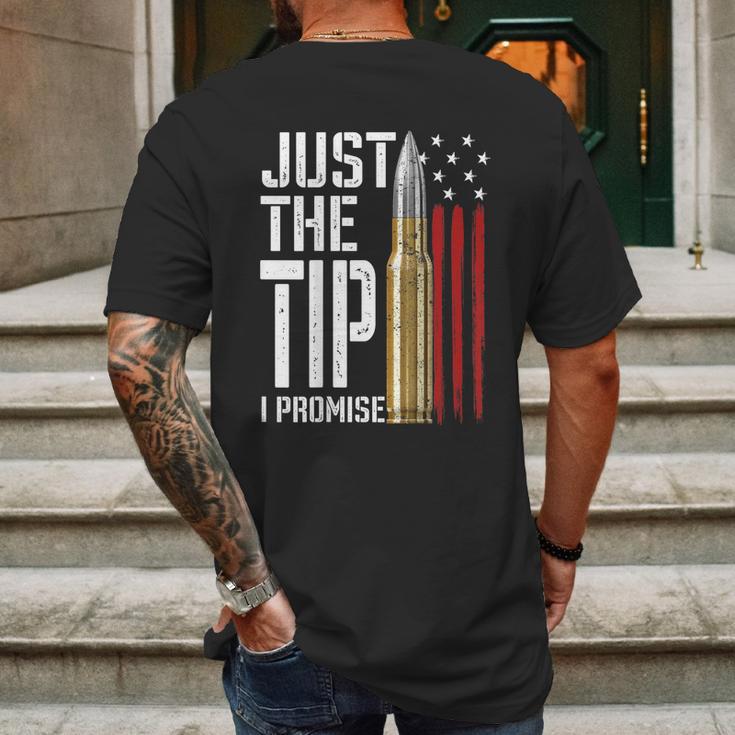 Just The Tip I Promise Bullet American Flag Gun Lover Back Graphic Design Printed Casual Daily Basic Mens Back Print T-shirt Gifts for Men