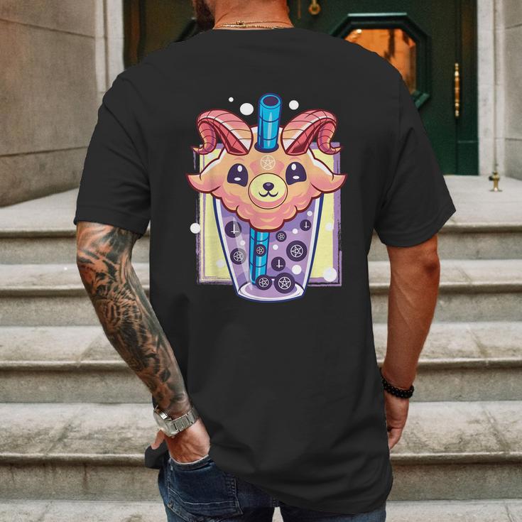 Kawaii Pastel Goth Creepy Baphomet Boba Bubble Tea Vaporwave Mens Back Print T-shirt Gifts for Men