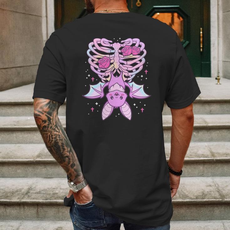 Kawaii Pastel Goth Cute Creepy Bat Skeleton Mens Back Print T-shirt Gifts for Men