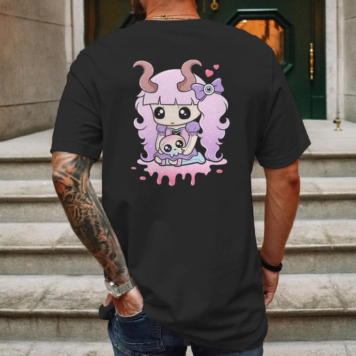 Kawaii Pastel Goth Cute Creepy Girl Anime Skull Mens Back Print T-shirt Gifts for Men