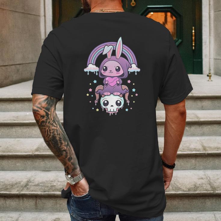 Kawaii Pastel Goth Cute Creepy Rabbit And Skull Mens Back Print T-shirt Gifts for Men