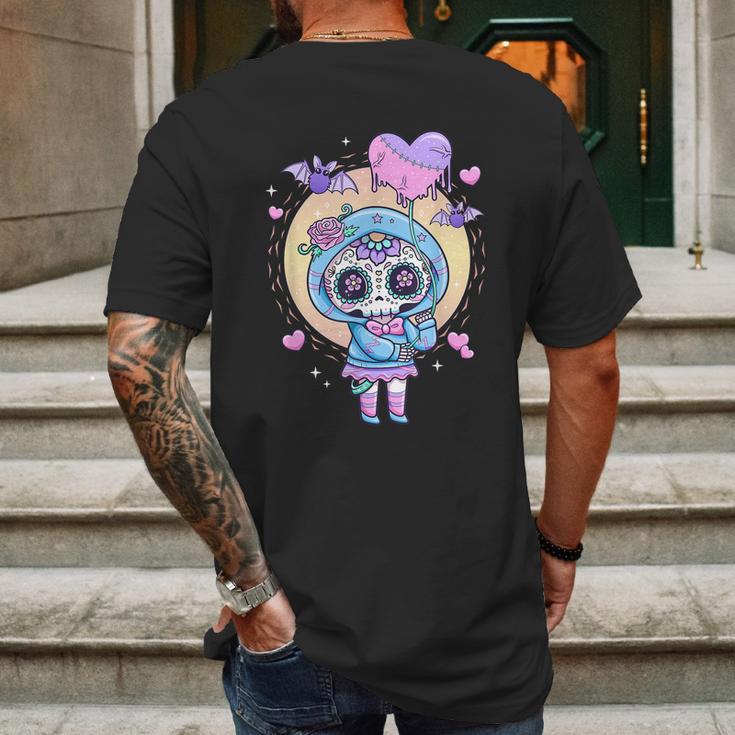 Kawaii Pastel Goth Cute Creepy Sugar Skull Day Of The Death Mens Back Print T-shirt Gifts for Men