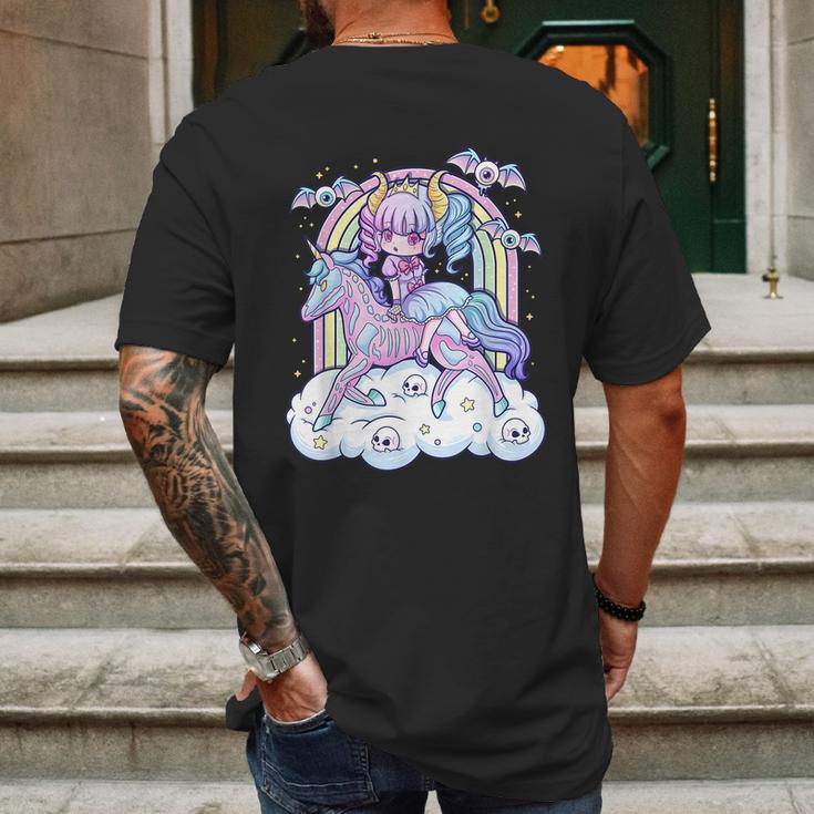 Kawaii Pastel Goth Cute Creepy Sugar Skull Unicorn Mens Back Print T-shirt Gifts for Men