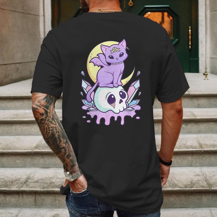 Kawaii Pastel Goth Cute Creepy Witchy Cat And Skull V5 Mens Back Print T-shirt Gifts for Men