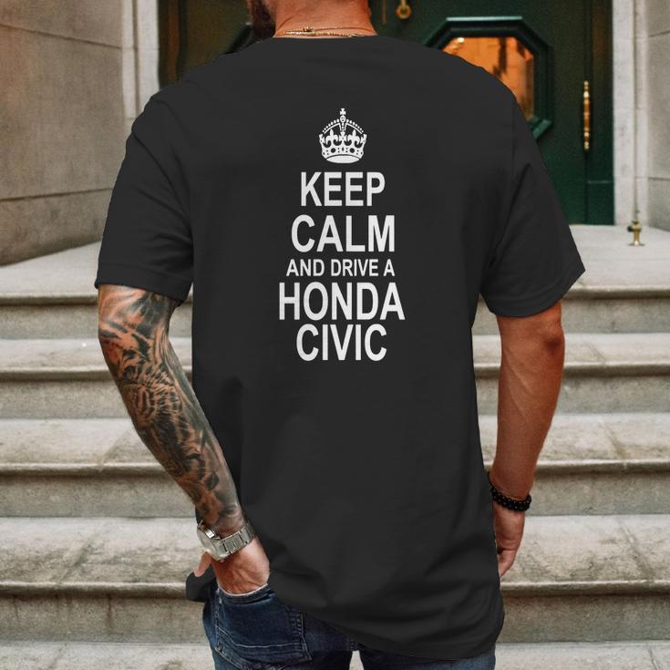 Keep Calm And Drive A Honda Civic Mens Back Print T-shirt Gifts for Men