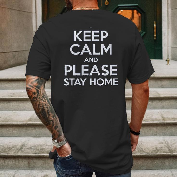 Keep Calm Stay Home Social Distancing Mens Back Print T-shirt Gifts for Men