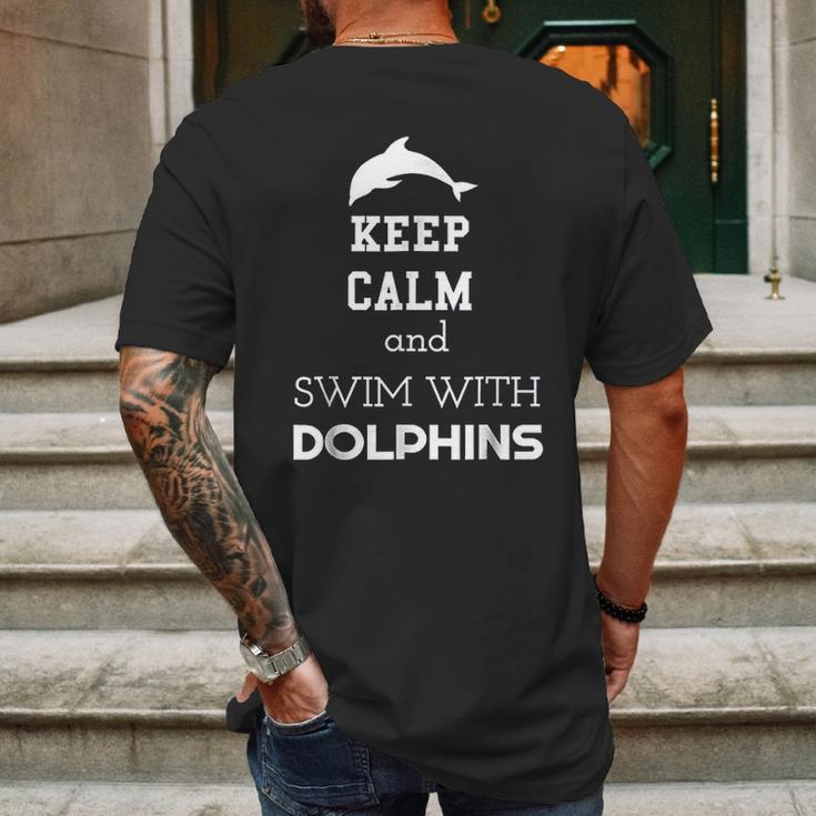 Keep Calm And Swim With Dolphins Mens Back Print T-shirt Gifts for Men