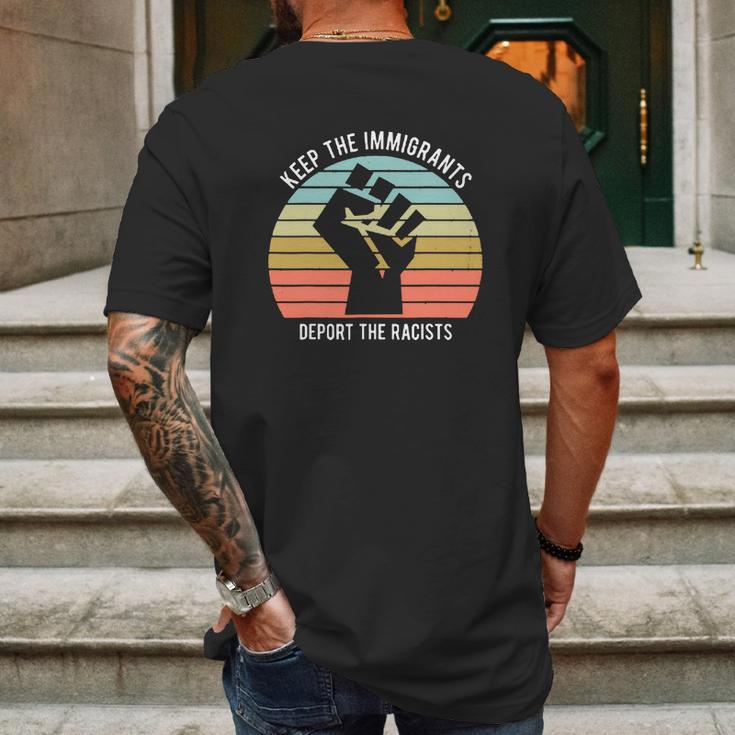 Keep The Immigrants Deport The Racists The Fist Vintage Shirt Mens Back Print T-shirt Gifts for Men