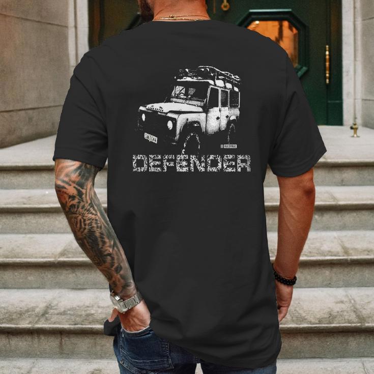 Khaki Land Rover Defender Illustation - Autonaut Mens Back Print T-shirt Gifts for Men