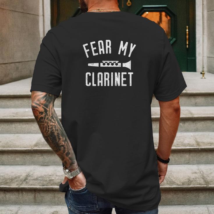 Kids Funny Clarinet Player School Band Gift Daughter Son Mens Back Print T-shirt Gifts for Men