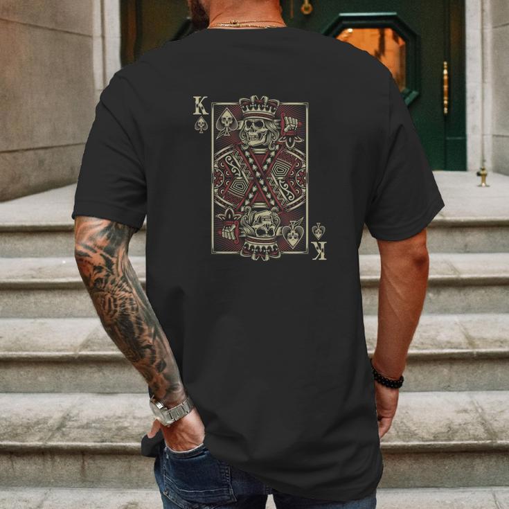 King Of Spades Skull Tshirt Men Poker Card Game Biker Grunge Mens Back Print T-shirt Gifts for Men