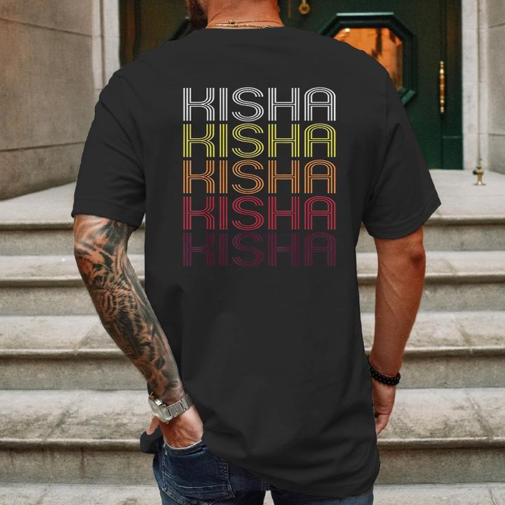 Kisha Retro Wordmark Pattern Vintage Style Mens Back Print T-shirt Gifts for Men