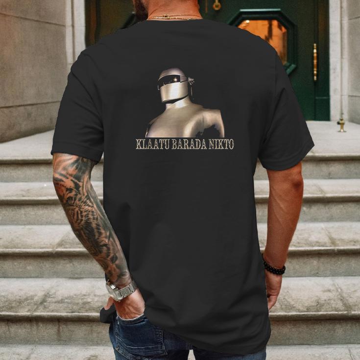 Klaatu Barada Nikto Robot Mens Back Print T-shirt Gifts for Men