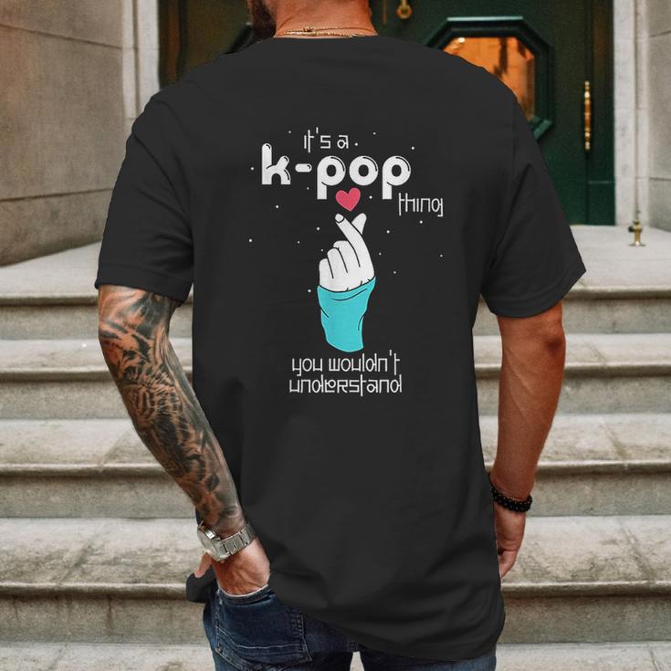 Korean Style Finger Heart Hand Symbol Pop Music Lover K Pop Mens Back Print T-shirt Gifts for Men