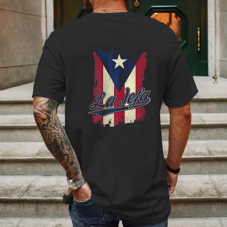 La Jefa Puerto Rico Flag Mens Back Print T-shirt Gifts for Men