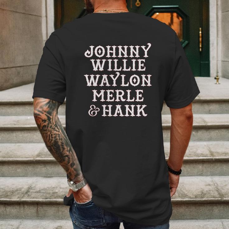 Ladies Johnny Willie Waylon Merle Hank Scoop Mens Back Print T-shirt Gifts for Men