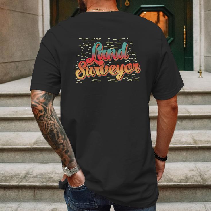 Land Surveying Educate Surveyor Mens Back Print T-shirt Gifts for Men