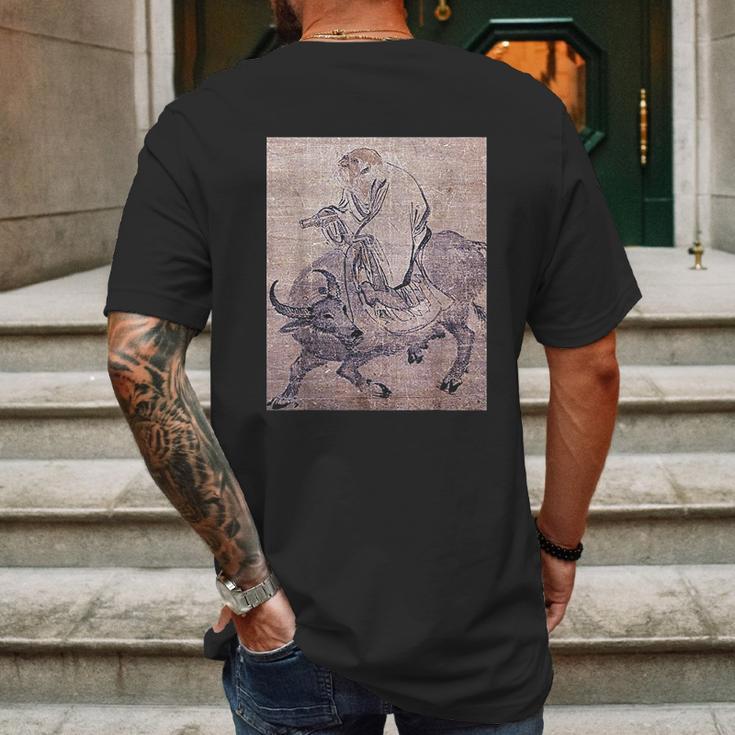 Laozi On Ox Lao Tzu Tao Te Ching Taoism Chinese Religion Mens Back Print T-shirt Gifts for Men