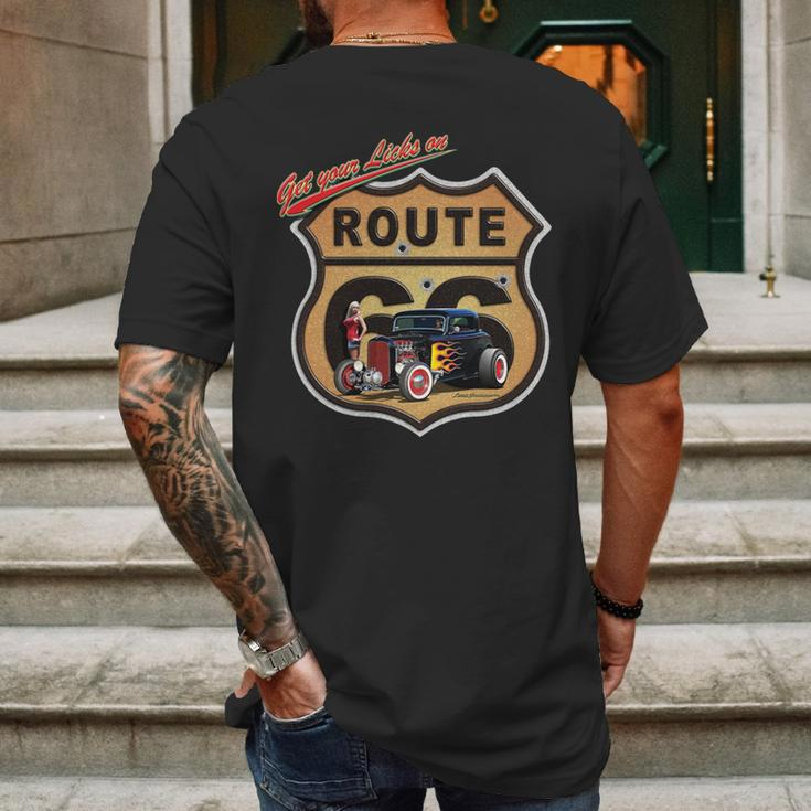 Larry Grossman Licks On Route 66 Mens Back Print T-shirt Gifts for Men