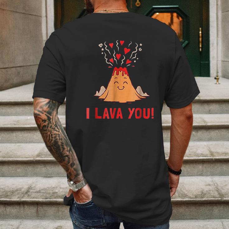 I Lava You Funny Volcano Valentines Love Mens Back Print T-shirt Gifts for Men