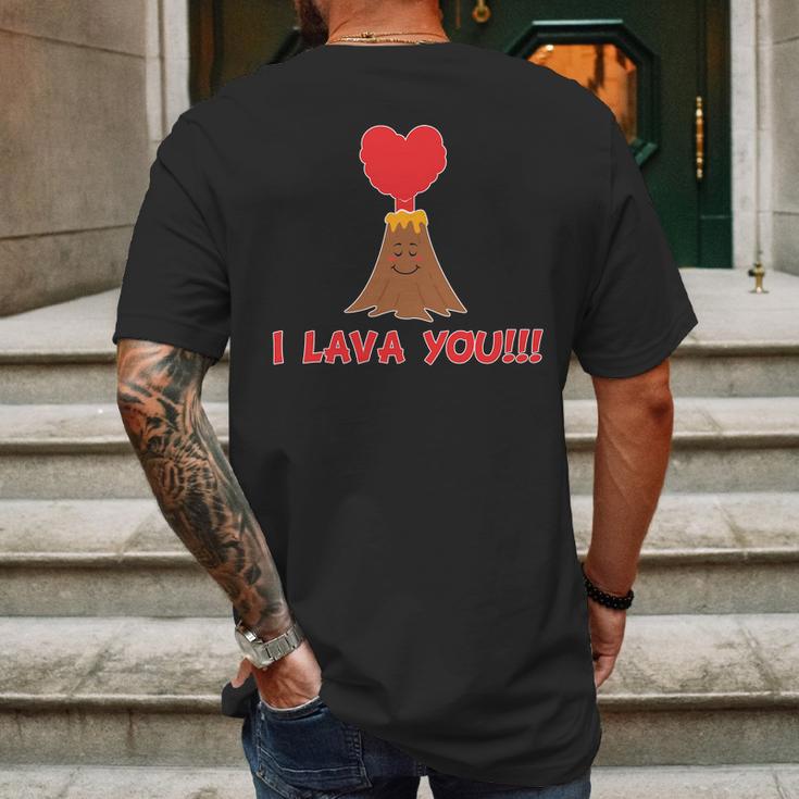 I Lava You Volcano Funny Cute Valentines Day Gift Mens Back Print T-shirt Gifts for Men