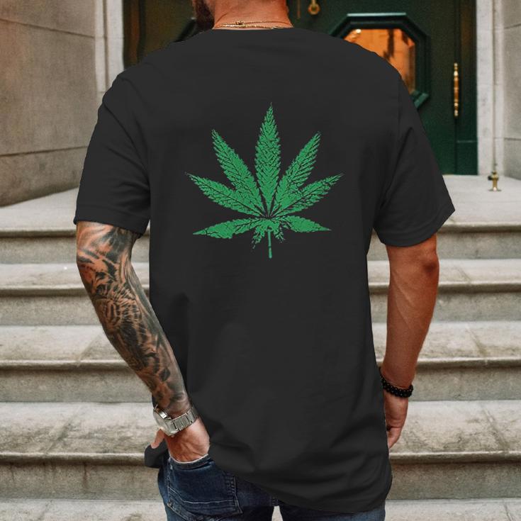 Leaf Faded And Distressed Pot Leaf Mens Back Print T-shirt Gifts for Men