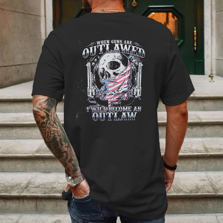 Leather Supreme Patriotic Outlawed Skull Denim Cutoff Biker Mens Back Print T-shirt Gifts for Men