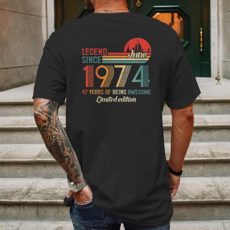 Legend Since June 1974 47 Years Old Born June 1974 Ver2 Mens Back Print T-shirt Gifts for Men