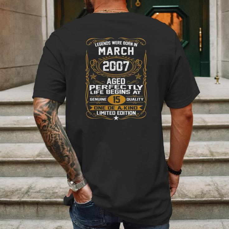 Legends Were Born In March 2007 15Th Birthday 15 Years Old Mens Back Print T-shirt Gifts for Men