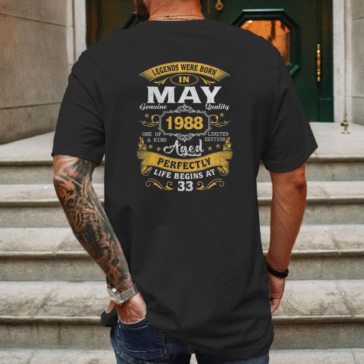 Legends Born In May 1988 33Rd Birthday 33 Years Old Mens Back Print T-shirt Gifts for Men